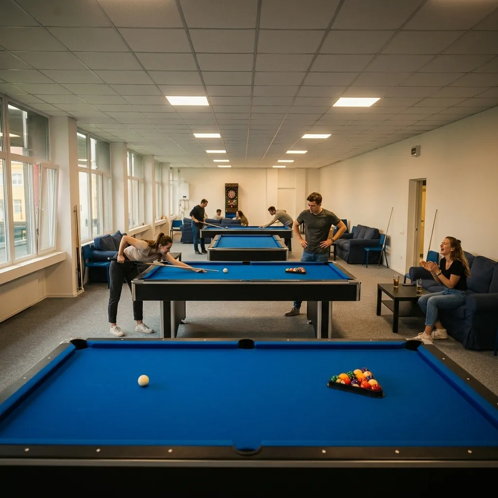 Mesele reale din sala BiliardSud pregătite pentru un eveniment corporate